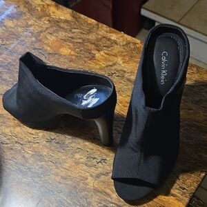 Calvin Klein Black Open-Toe Mules